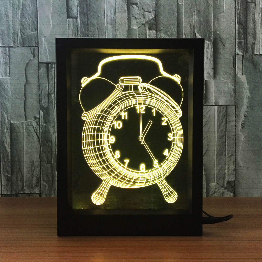 Clock creative 3D gift desk lamp bedside lamp led night lamp decorative atmosphere acrylic photo frame 288 Clock creative 3D gift desk lamp bedside lamp led night lamp decorative atmosphere acrylic photo frame 288