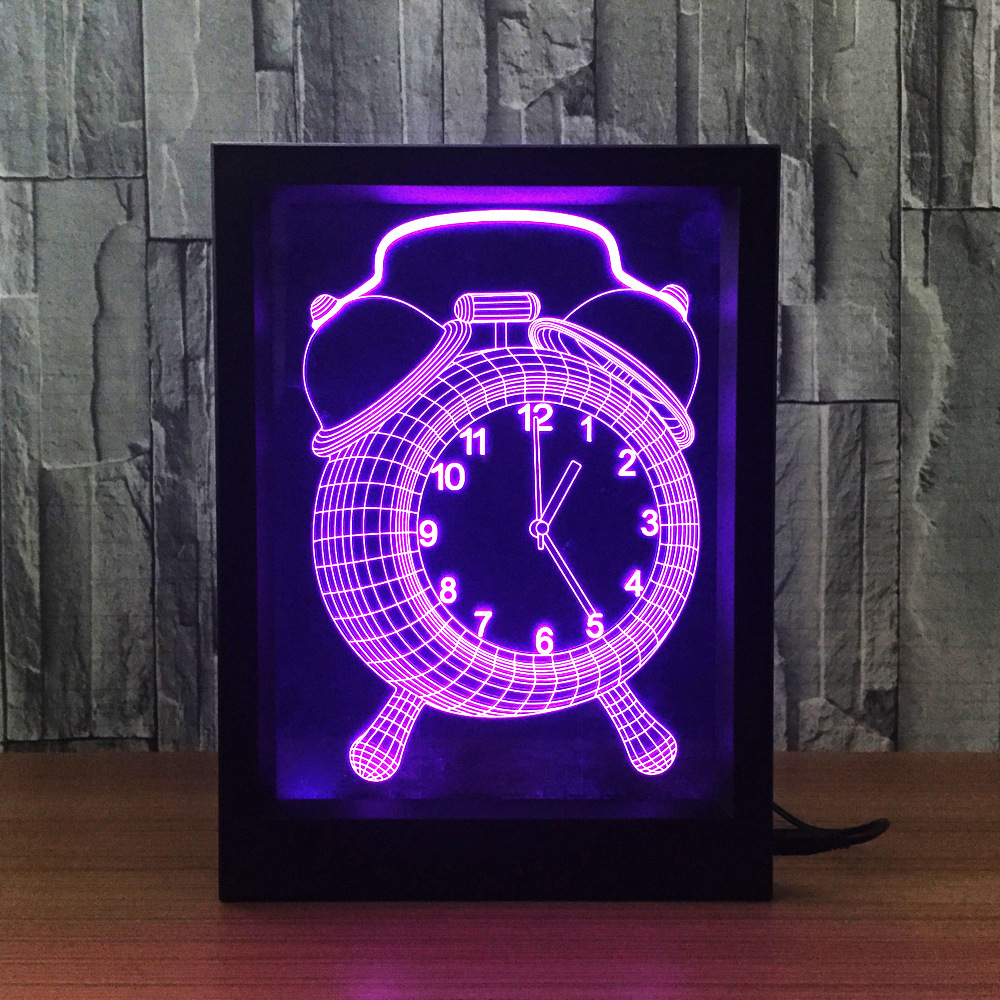 Clock creative 3D gift desk lamp bedside lamp led night lamp decorative atmosphere acrylic photo frame 288 Clock creative 3D gift desk lamp bedside lamp led night lamp decorative atmosphere acrylic photo frame 288