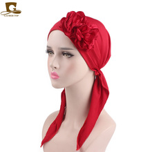 Adult Headscarf Artificial Silk Satin Nightcap Triangle Elastic Hat Women's Home Shower Cap Maternity Hat