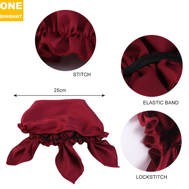 Adult Headscarf Artificial Silk Satin Nightcap Triangle Elastic Hat Women's Home Shower Cap Maternity Hat