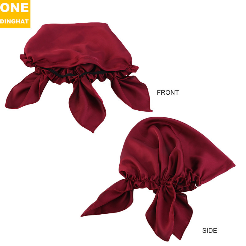Adult Headscarf Artificial Silk Satin Nightcap Triangle Elastic Hat Women's Home Shower Cap Maternity Hat