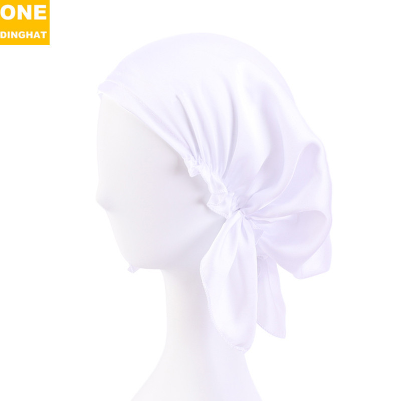 Adult Headscarf Artificial Silk Satin Nightcap Triangle Elastic Hat Women's Home Shower Cap Maternity Hat