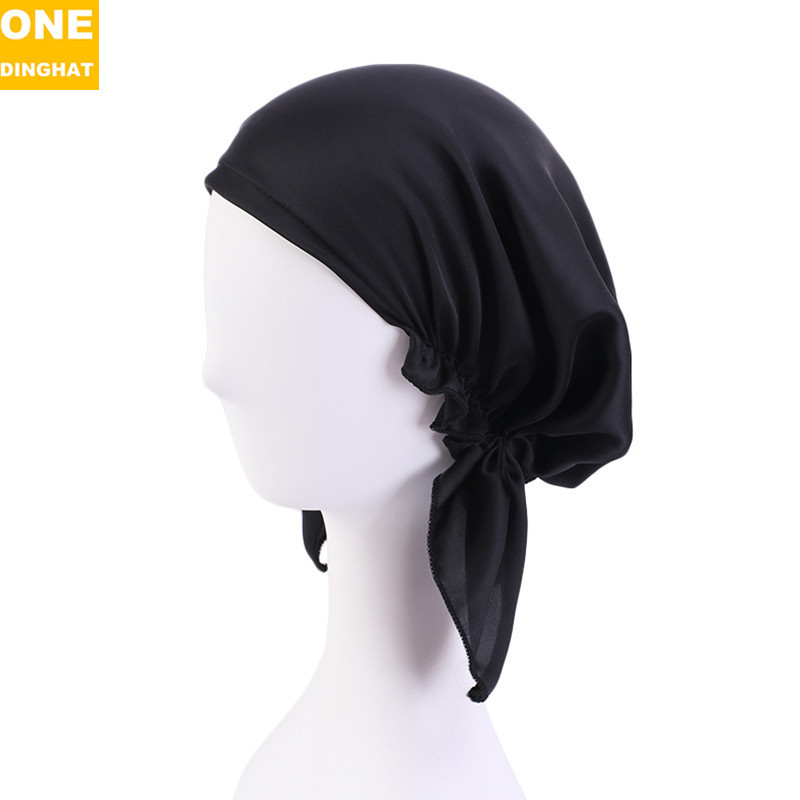 Adult Headscarf Artificial Silk Satin Nightcap Triangle Elastic Hat Women's Home Shower Cap Maternity Hat