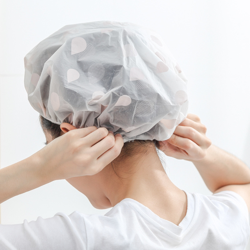 Hedoueva waterproof bath cap for adult female shower cap shower cap lampblack hair cover wholesale