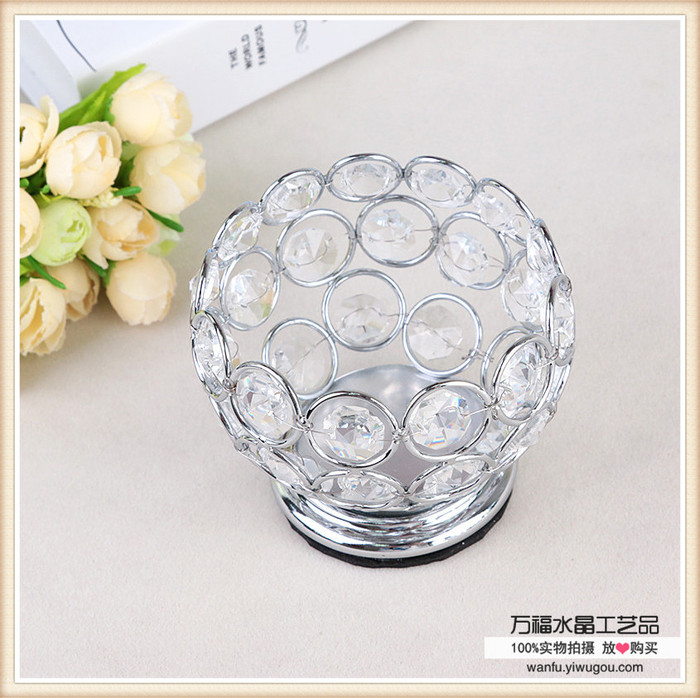 Simple modern European romantic candle ornaments iron crystal candlestick wedding ornaments Simple modern European romantic candle ornaments iron crystal candlestick wedding ornaments