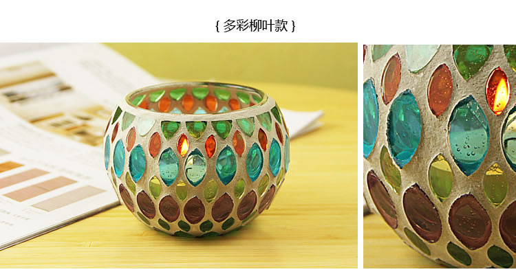 Fashion European Style Colorful Ball Mosaic Glass Candlestick Romantic Candlelight Dinner Bar Western Restaurant Decoration Fashion European Style Colorful Ball Mosaic Glass Candlestick Romantic Candlelight Dinner Bar Western Restaurant Decoration