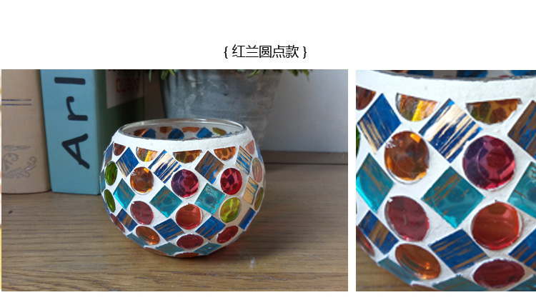 Fashion European Style Colorful Ball Mosaic Glass Candlestick Romantic Candlelight Dinner Bar Western Restaurant Decoration Fashion European Style Colorful Ball Mosaic Glass Candlestick Romantic Candlelight Dinner Bar Western Restaurant Decoration