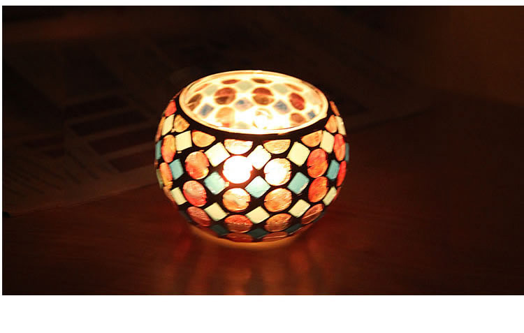 Fashion European Style Colorful Ball Mosaic Glass Candlestick Romantic Candlelight Dinner Bar Western Restaurant Decoration Fashion European Style Colorful Ball Mosaic Glass Candlestick Romantic Candlelight Dinner Bar Western Restaurant Decoration