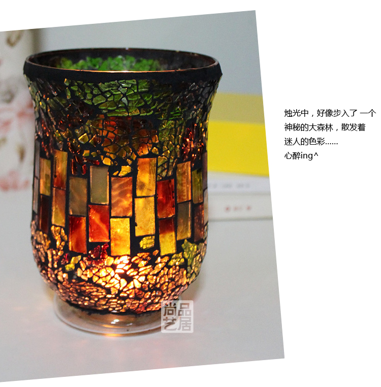 European Style Forest Green Hongjin Handmade Mosaic Glass Candlestick Candle Cup Romantic Confession Bar Party Props European Style Forest Green Hongjin Handmade Mosaic Glass Candlestick Candle Cup Romantic Confession Bar Party Props