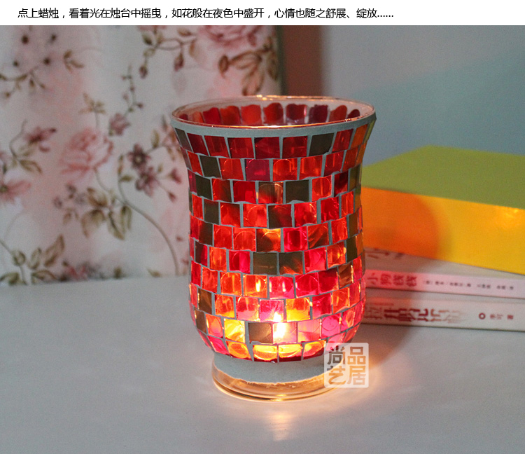 European Style Forest Green Hongjin Handmade Mosaic Glass Candlestick Candle Cup Romantic Confession Bar Party Props European Style Forest Green Hongjin Handmade Mosaic Glass Candlestick Candle Cup Romantic Confession Bar Party Props