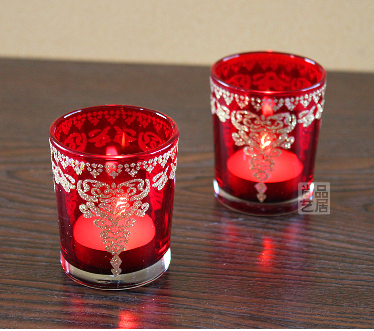 Red Silver European Romantic Tass Glass Candlestick Bar Party Wedding Props Red Silver European Romantic Tass Glass Candlestick Bar Party Wedding Props