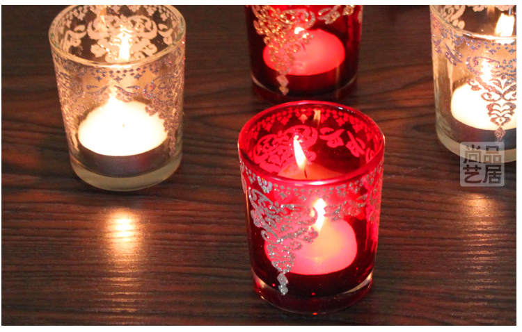 Red Silver European Romantic Tass Glass Candlestick Bar Party Wedding Props Red Silver European Romantic Tass Glass Candlestick Bar Party Wedding Props