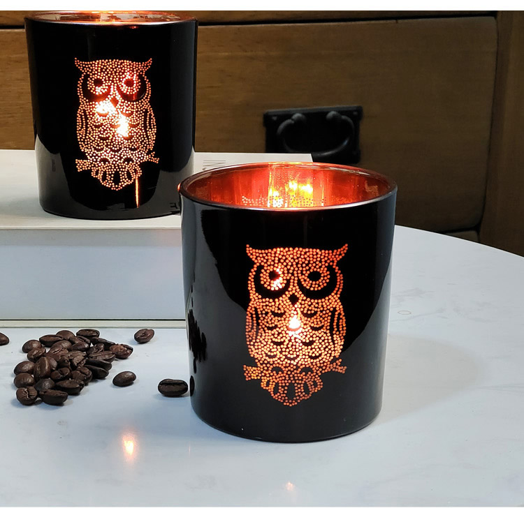 Romantic Golden Owl Black Glass Candlestick DIY Candle Holder Empty Cup Home Decoration Ornaments Romantic Golden Owl Black Glass Candlestick DIY Candle Holder Empty Cup Home Decoration Ornaments