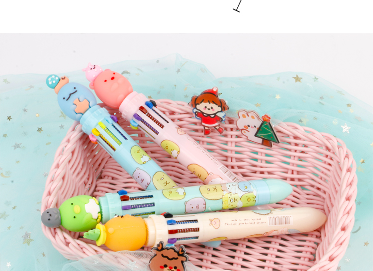 Japanese Corner Creature Tuanzi Big Family Press Ten-Color Ballpoint Pen Trending Cartoon Same Style Girl Student Pen Japanese Corner Creature Tuanzi Big Family Press Ten-Color Ballpoint Pen Trending Cartoon Same Style Girl Student Pen