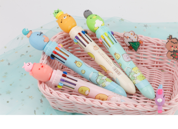 Japanese Corner Creature Tuanzi Big Family Press Ten-Color Ballpoint Pen Trending Cartoon Same Style Girl Student Pen Japanese Corner Creature Tuanzi Big Family Press Ten-Color Ballpoint Pen Trending Cartoon Same Style Girl Student Pen