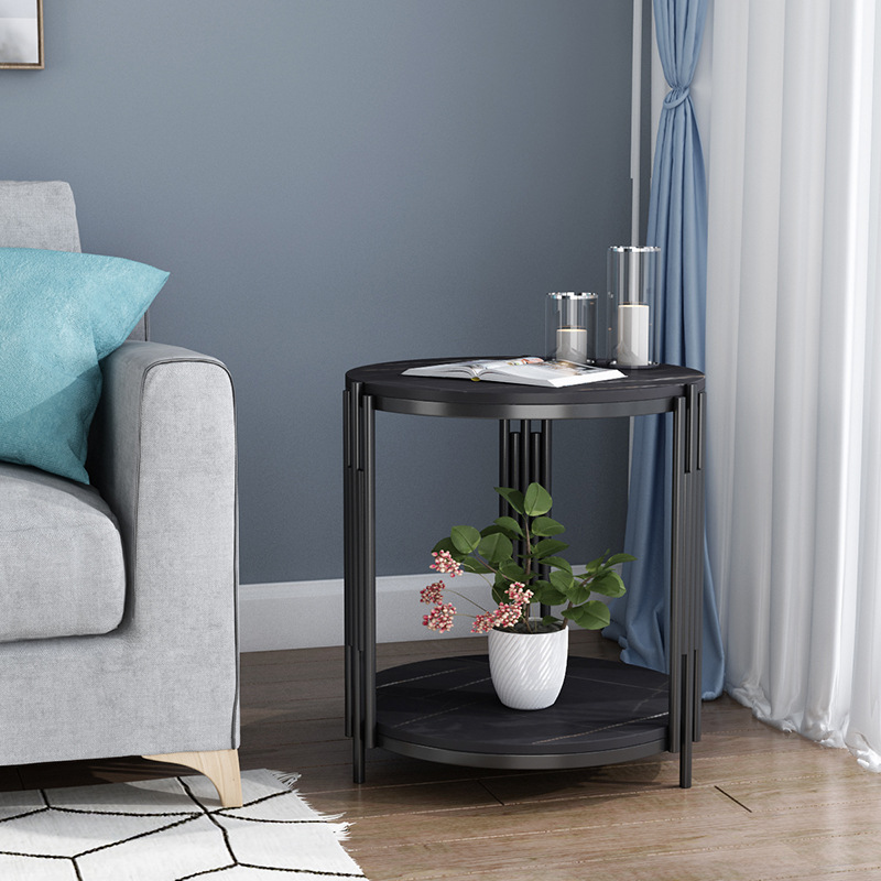 2021 Nordic Side Table Mild Luxury Marble Stone Plate Living Room Sofa Corner Table Side Table Balcony Small round Table