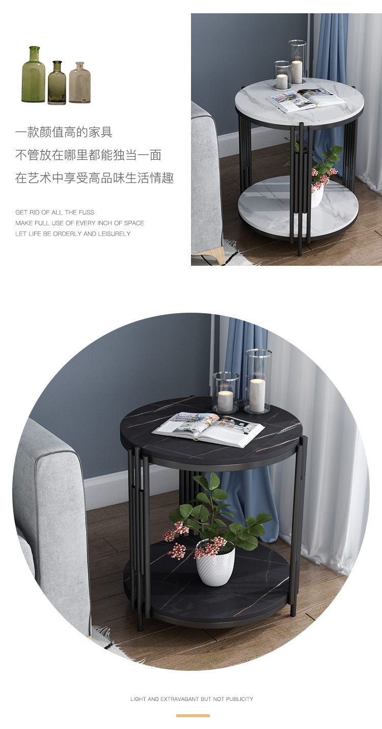 2021 Nordic Side Table Mild Luxury Marble Stone Plate Living Room Sofa Corner Table Side Table Balcony Small round Table 2021 Nordic Side Table Mild Luxury Marble Stone Plate Living Room Sofa Corner Table Side Table Balcony Small round Table