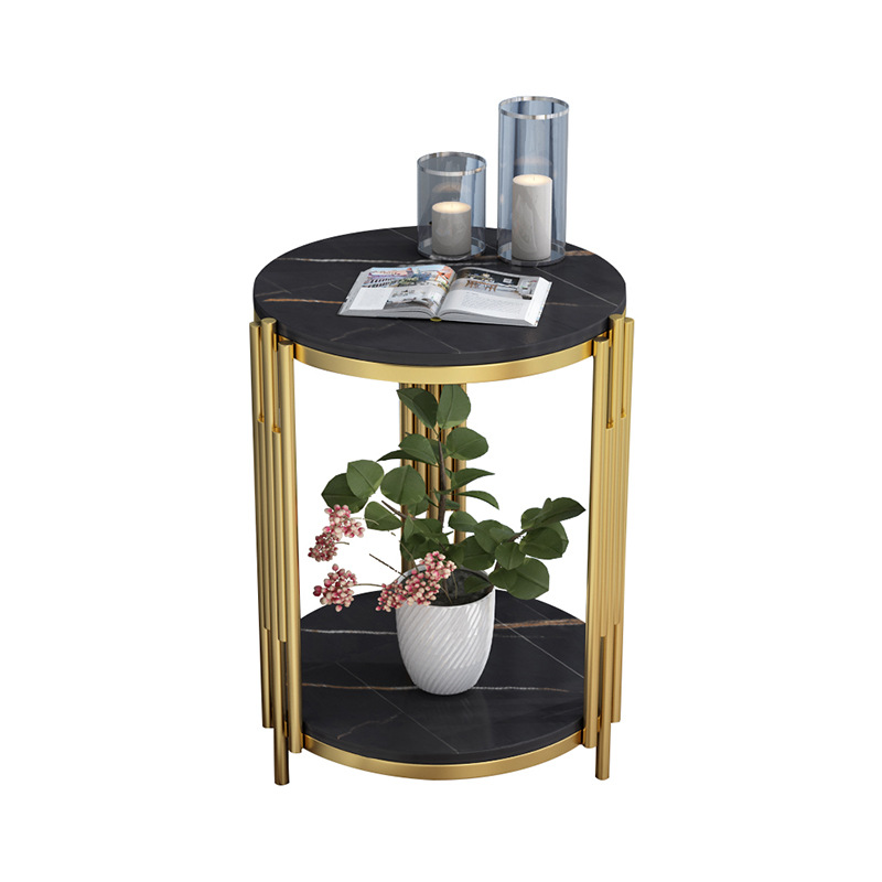 2021 Nordic Side Table Mild Luxury Marble Stone Plate Living Room Sofa Corner Table Side Table Balcony Small round Table
