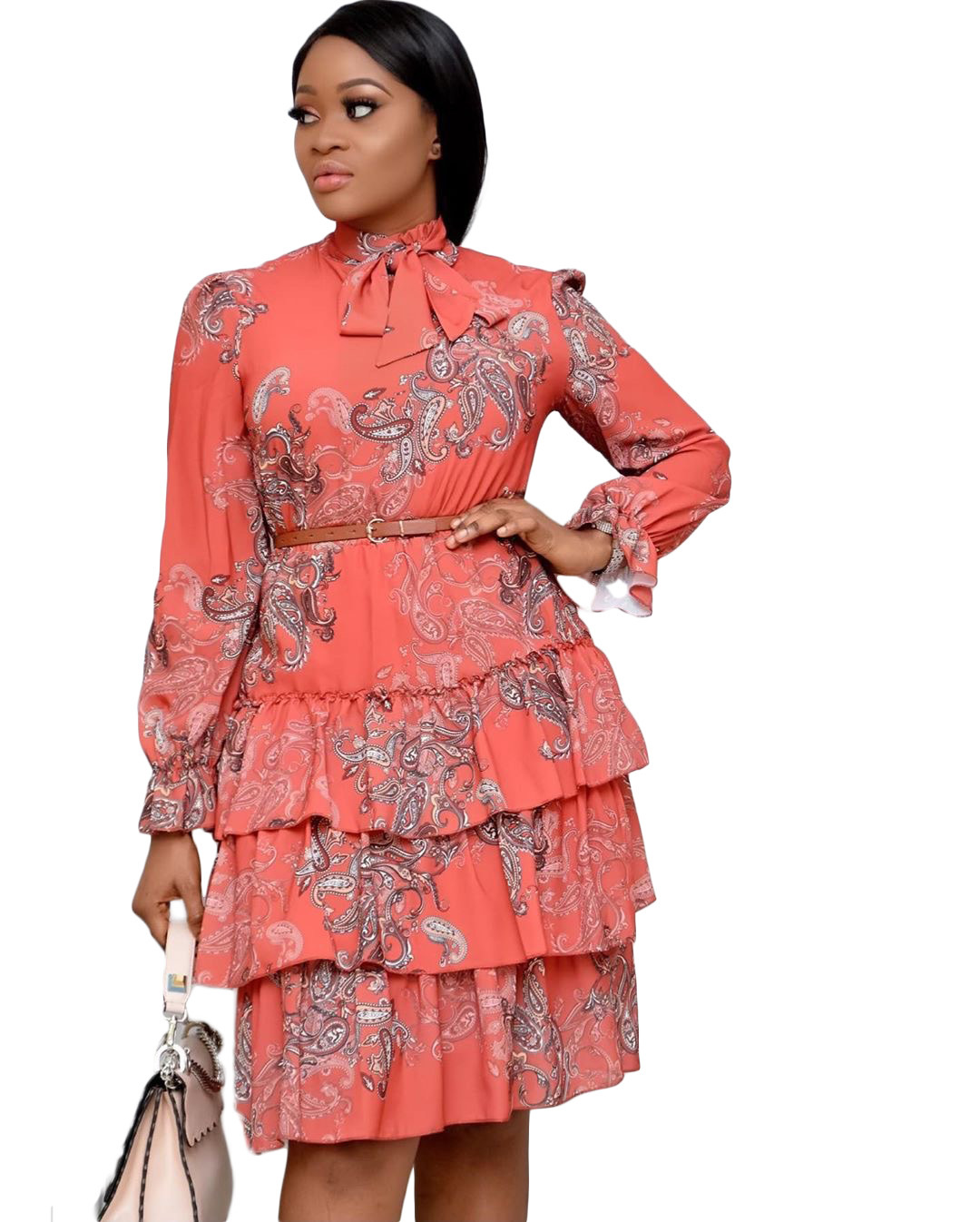 Foreign Trade Women's Independent Station Digital Printing Fashion Women's High Waist Elegant Cake Dress African Dress