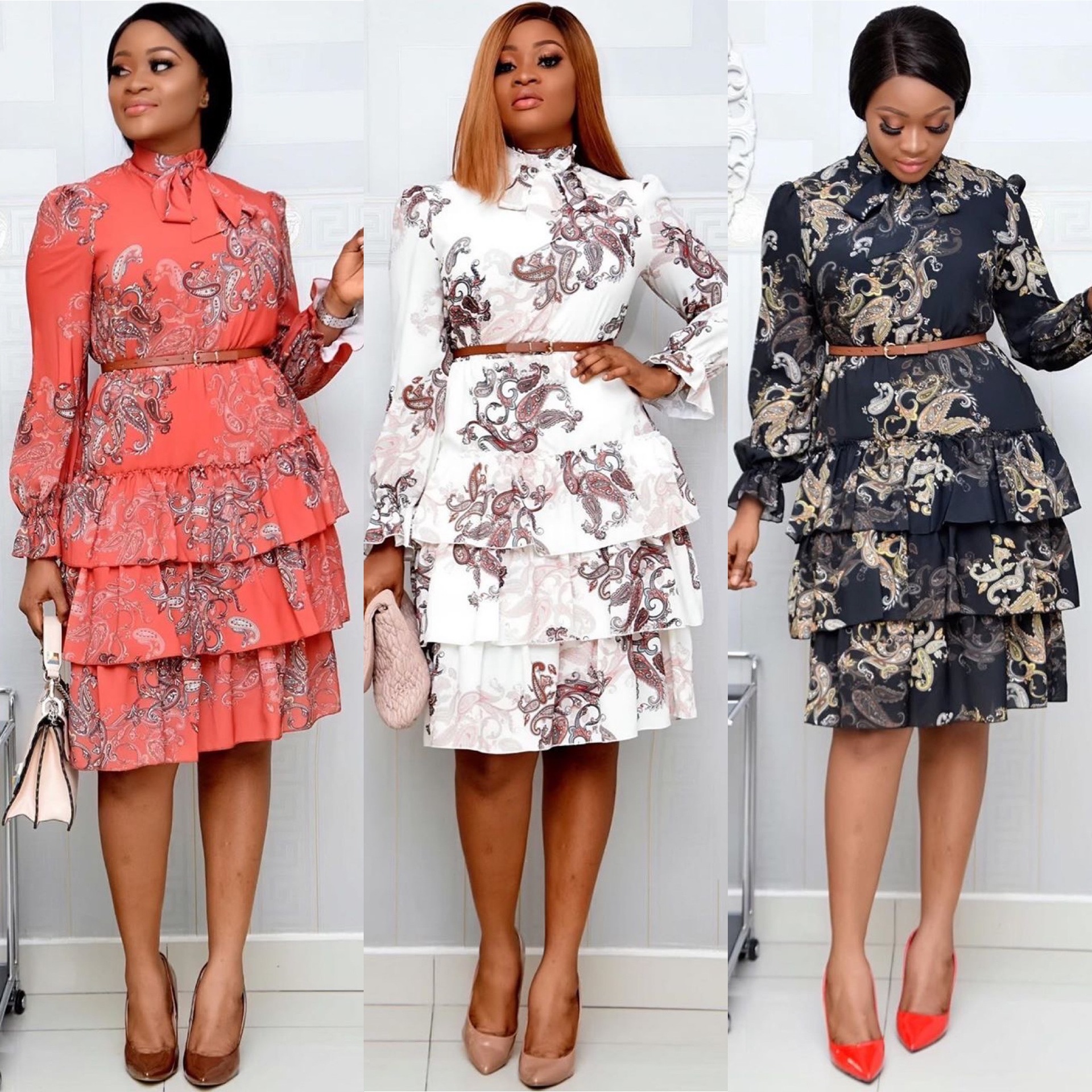 Foreign Trade Women's Independent Station Digital Printing Fashion Women's High Waist Elegant Cake Dress African Dress