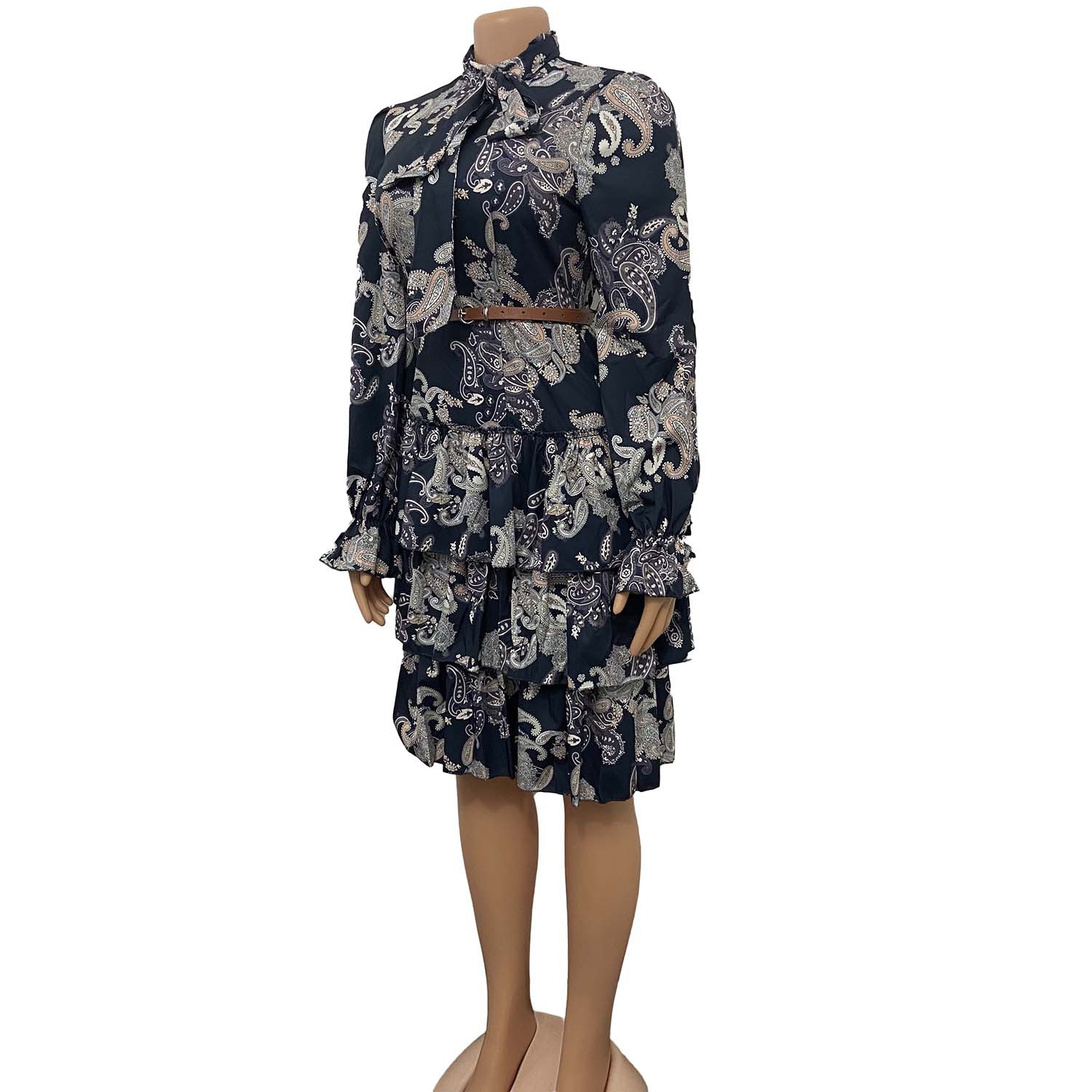 Foreign Trade Women's Independent Station Digital Printing Fashion Women's High Waist Elegant Cake Dress African Dress