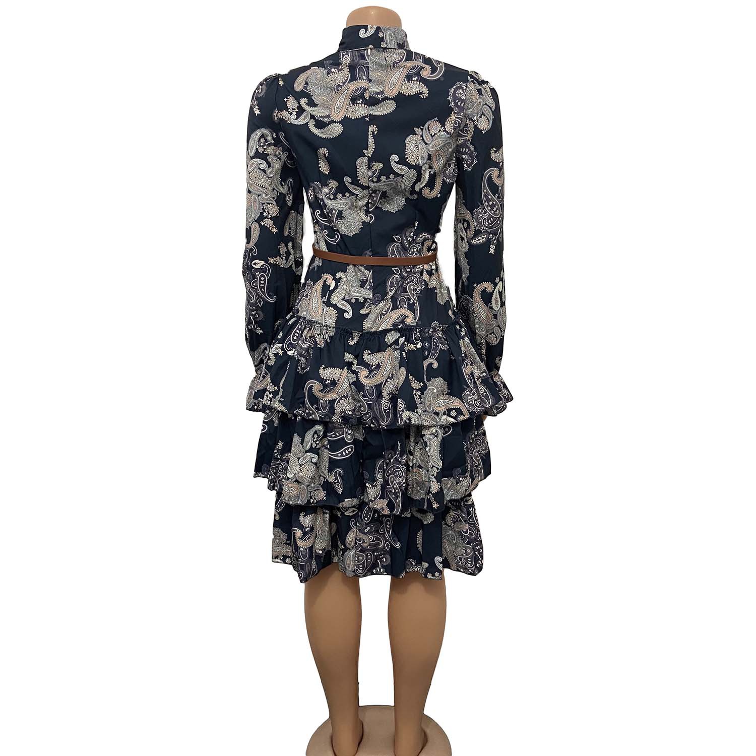 Foreign Trade Women's Independent Station Digital Printing Fashion Women's High Waist Elegant Cake Dress African Dress