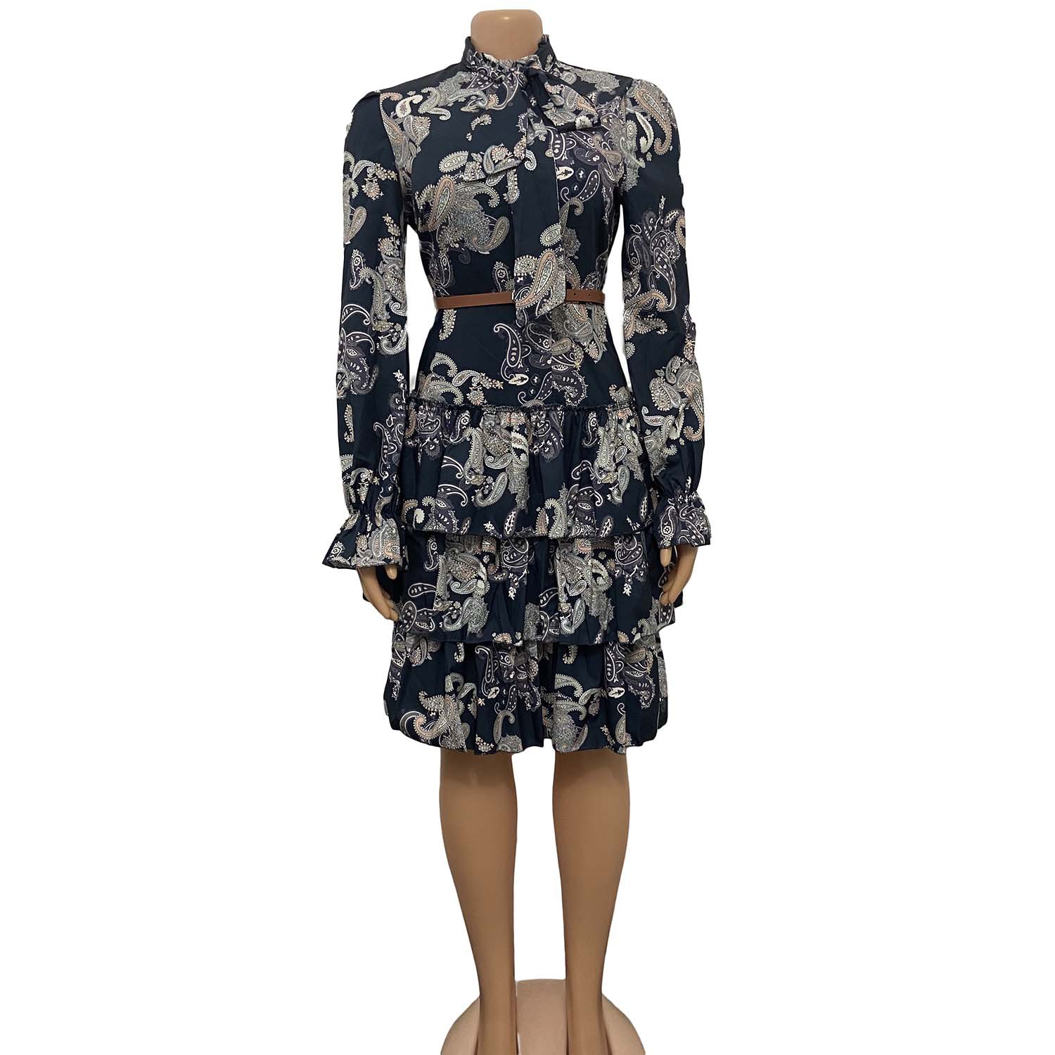 Foreign Trade Women's Independent Station Digital Printing Fashion Women's High Waist Elegant Cake Dress African Dress