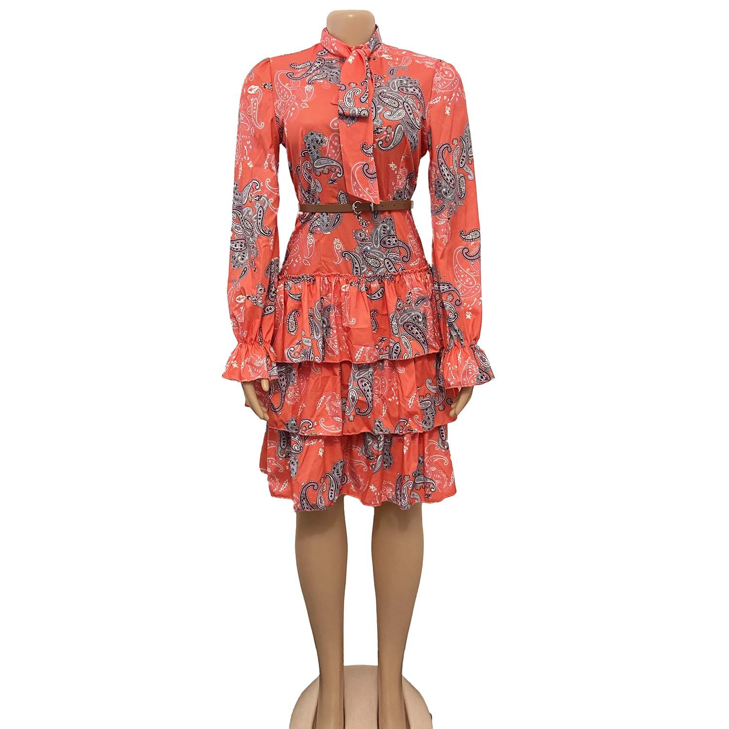Foreign Trade Women's Independent Station Digital Printing Fashion Women's High Waist Elegant Cake Dress African Dress
