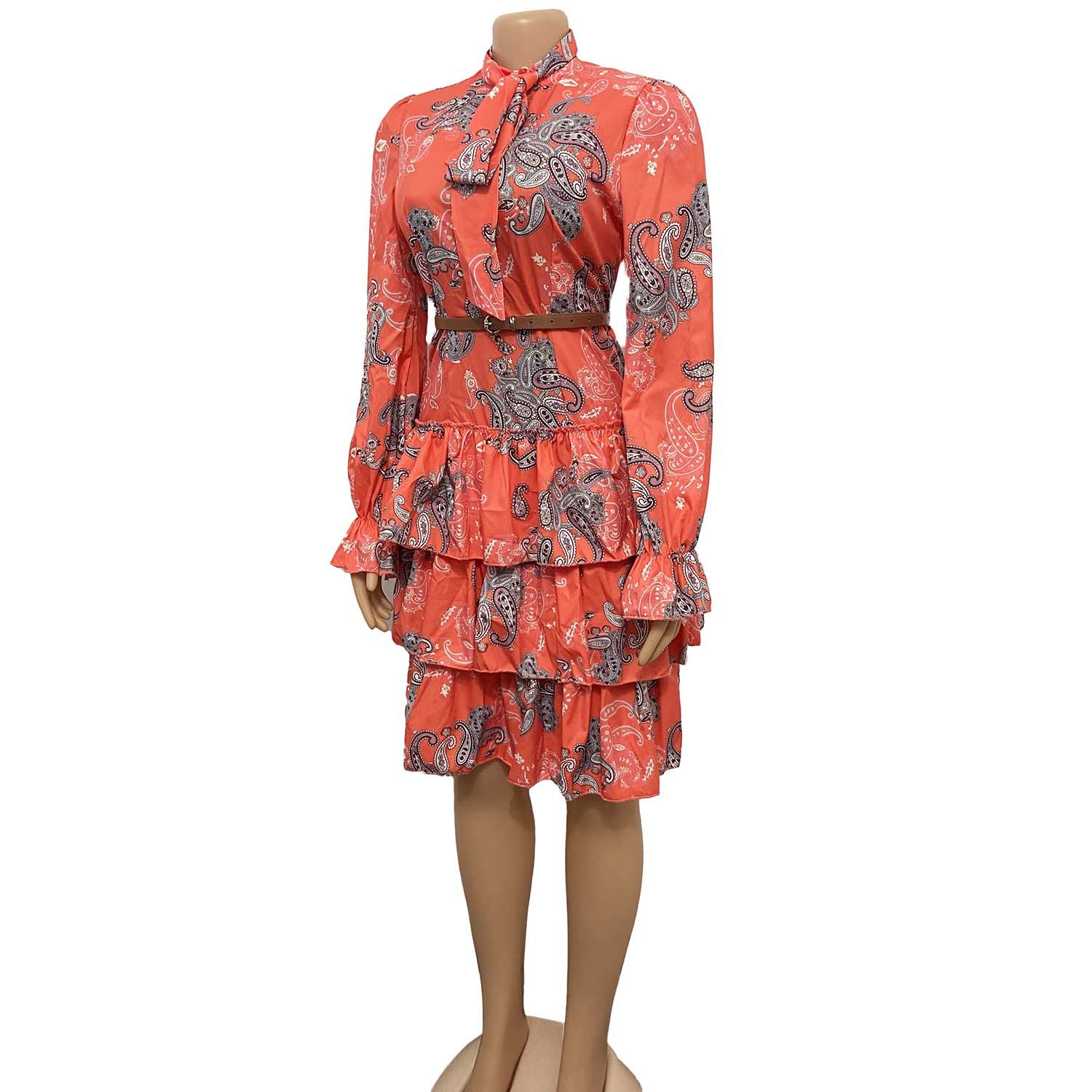 Foreign Trade Women's Independent Station Digital Printing Fashion Women's High Waist Elegant Cake Dress African Dress