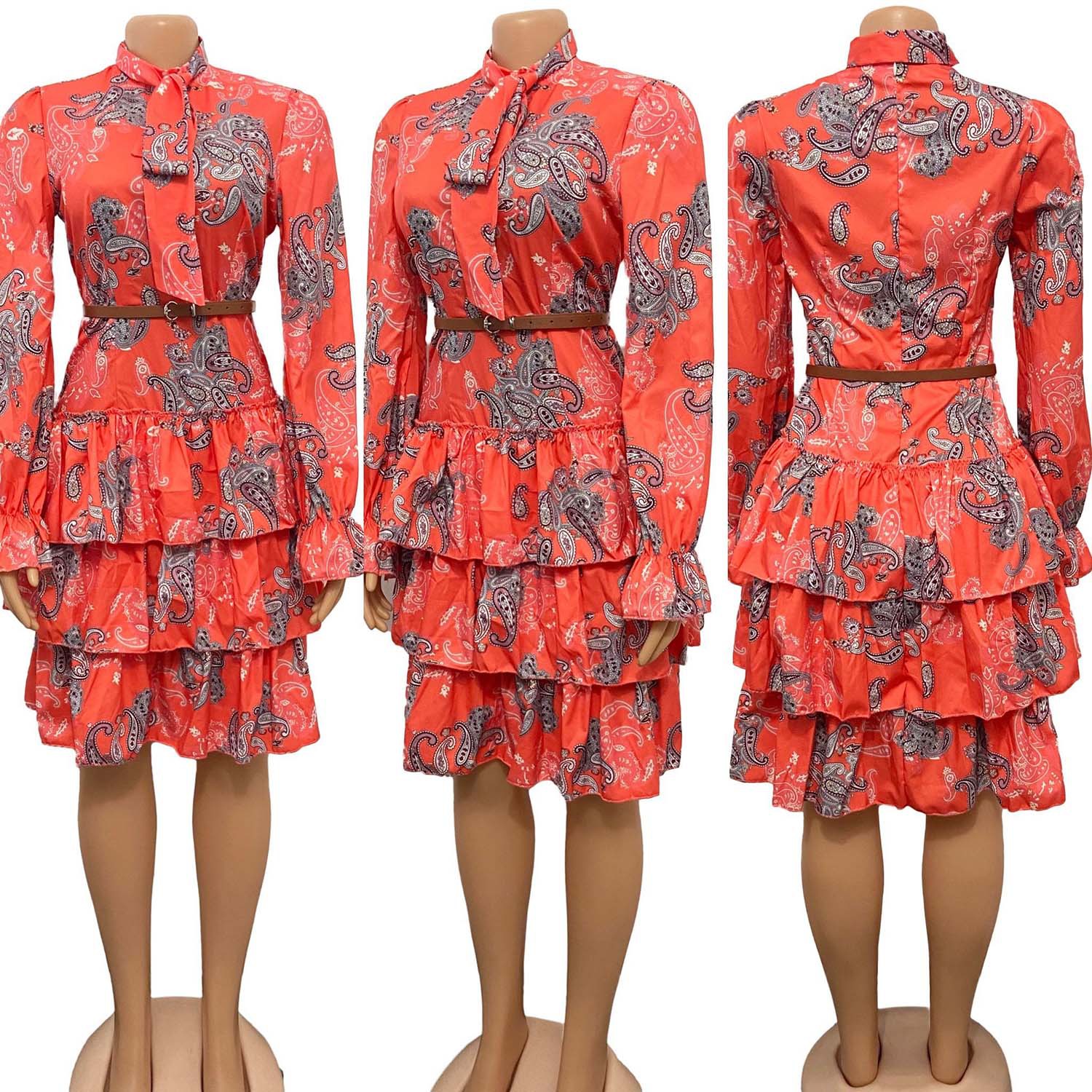 Foreign Trade Women's Independent Station Digital Printing Fashion Women's High Waist Elegant Cake Dress African Dress