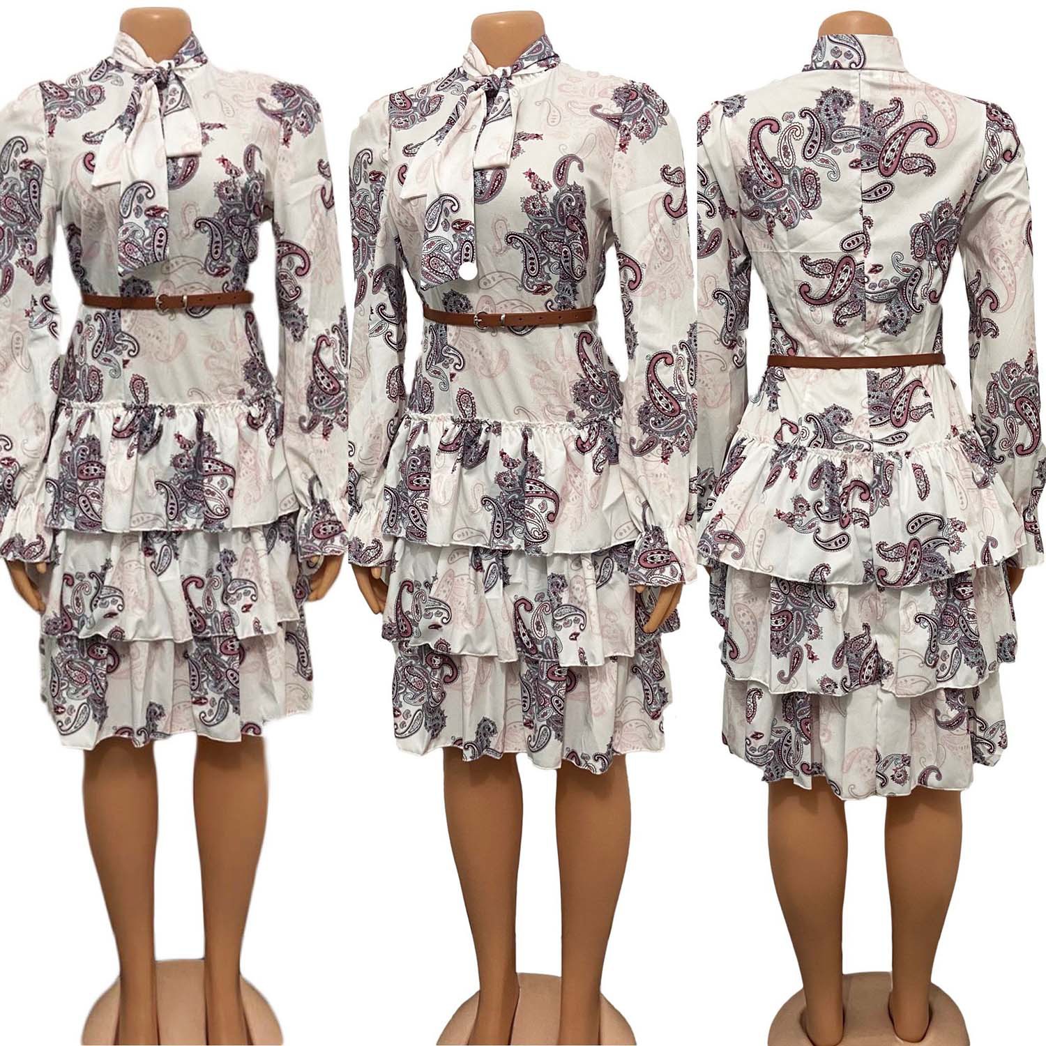 Foreign Trade Women's Independent Station Digital Printing Fashion Women's High Waist Elegant Cake Dress African Dress