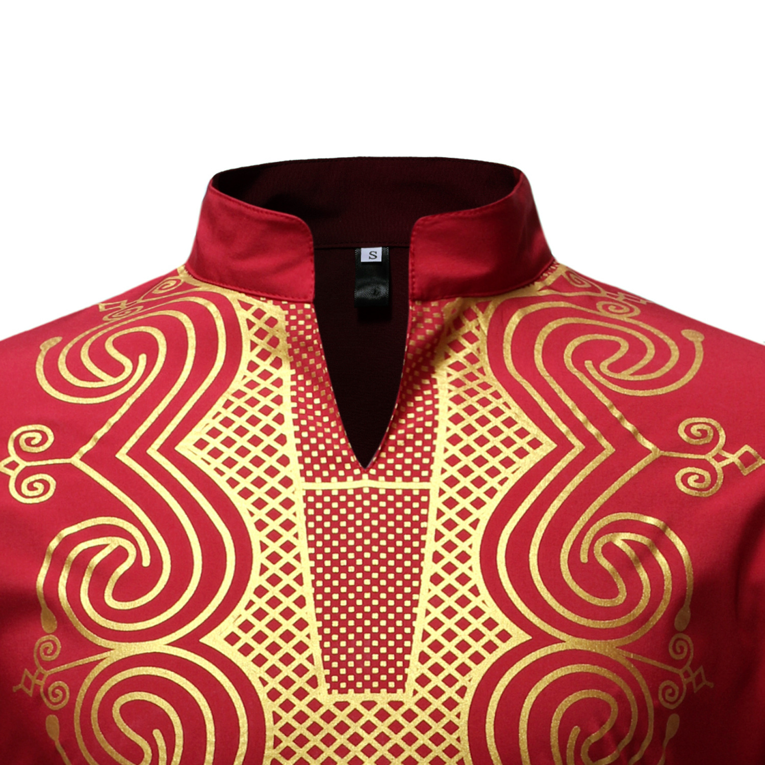 Cross-Border African-Style Men's Button-down Shirt Golden Printing Pattern Turkish Chiefs Long Lining ZT-FZ49 Cross-Border African-Style Men's Button-down Shirt Golden Printing Pattern Turkish Chiefs Long Lining ZT-FZ49