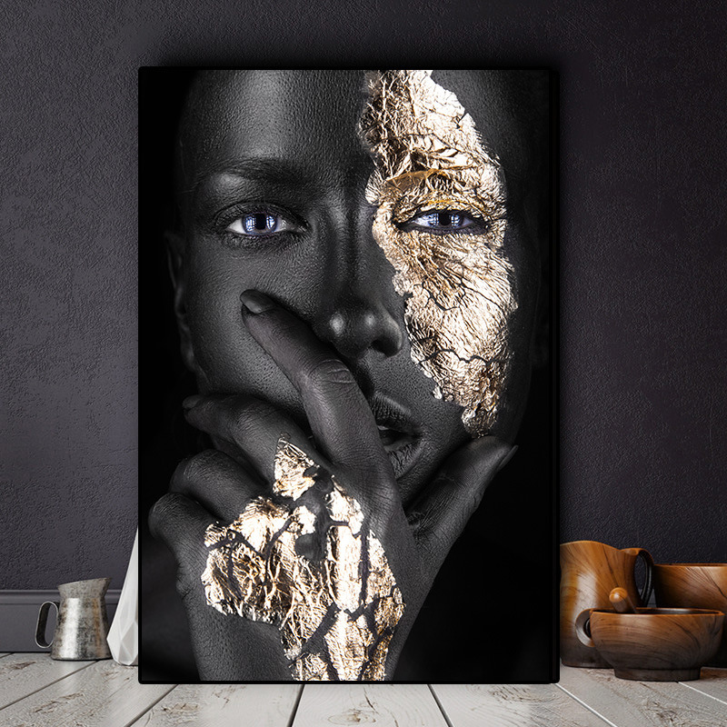 Modern Home Single African Woman Frameless Painting Canvas Wall Painting and Mural Decoration Spray Painting CrossBorder
