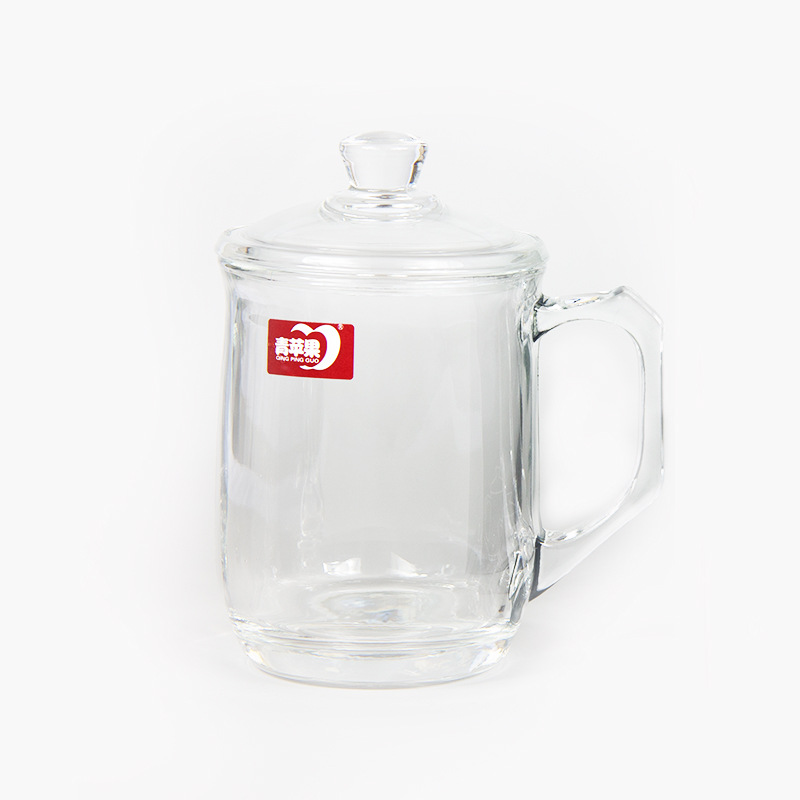 Green Apple Heat-Resistant Glass Cup with Cover Tea Drink Quilt Boiling Water Cup Tea Cup Office Cup Ez1029