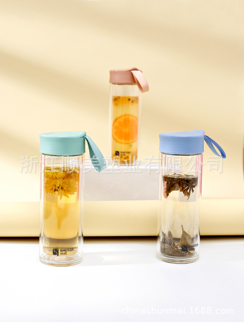 Shangtai Elegant Double-Layer Glass Clear Water Cup Fashion Men and Women Plastic Glass Cup Portable Office High Borosilicate New Product Promotion Shangtai Elegant Double-Layer Glass Clear Water Cup Fashion Men and Women Plastic Glass Cup Portable Office High Borosilicate New Product Promotion