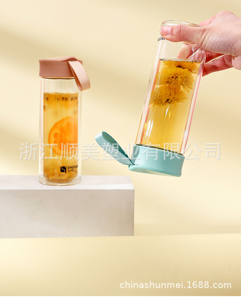Shangtai Elegant Double-Layer Glass Clear Water Cup Fashion Men and Women Plastic Glass Cup Portable Office High Borosilicate New Product Promotion Shangtai Elegant Double-Layer Glass Clear Water Cup Fashion Men and Women Plastic Glass Cup Portable Office High Borosilicate New Product Promotion