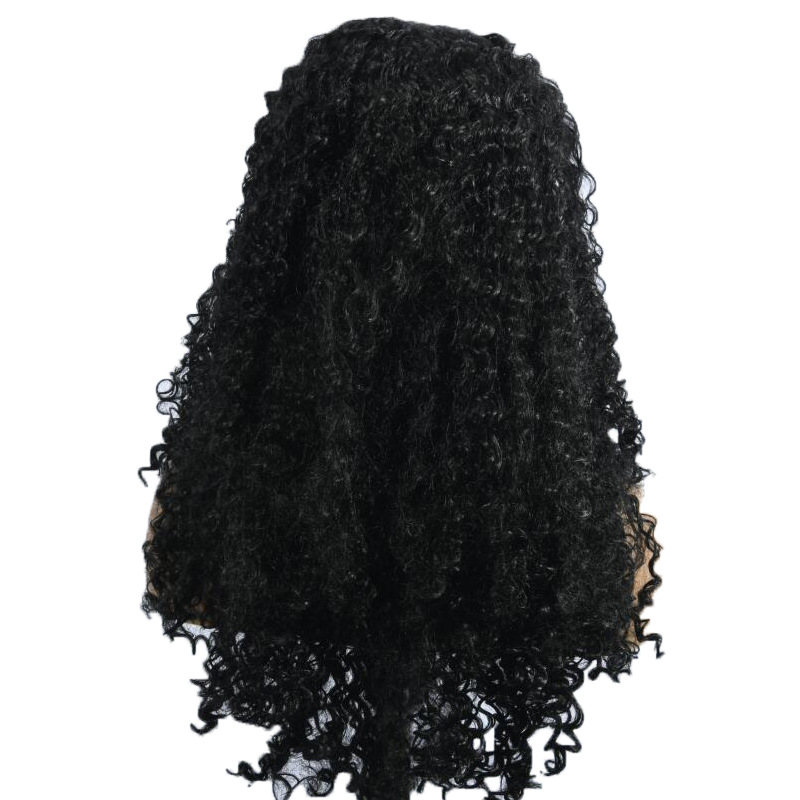 Foreign Trade Hot Selling Chemical Fiber Front Lace Wig Women&#039;s African Curly Hair Half Hand Hook Half Mechanism Full Head Cover