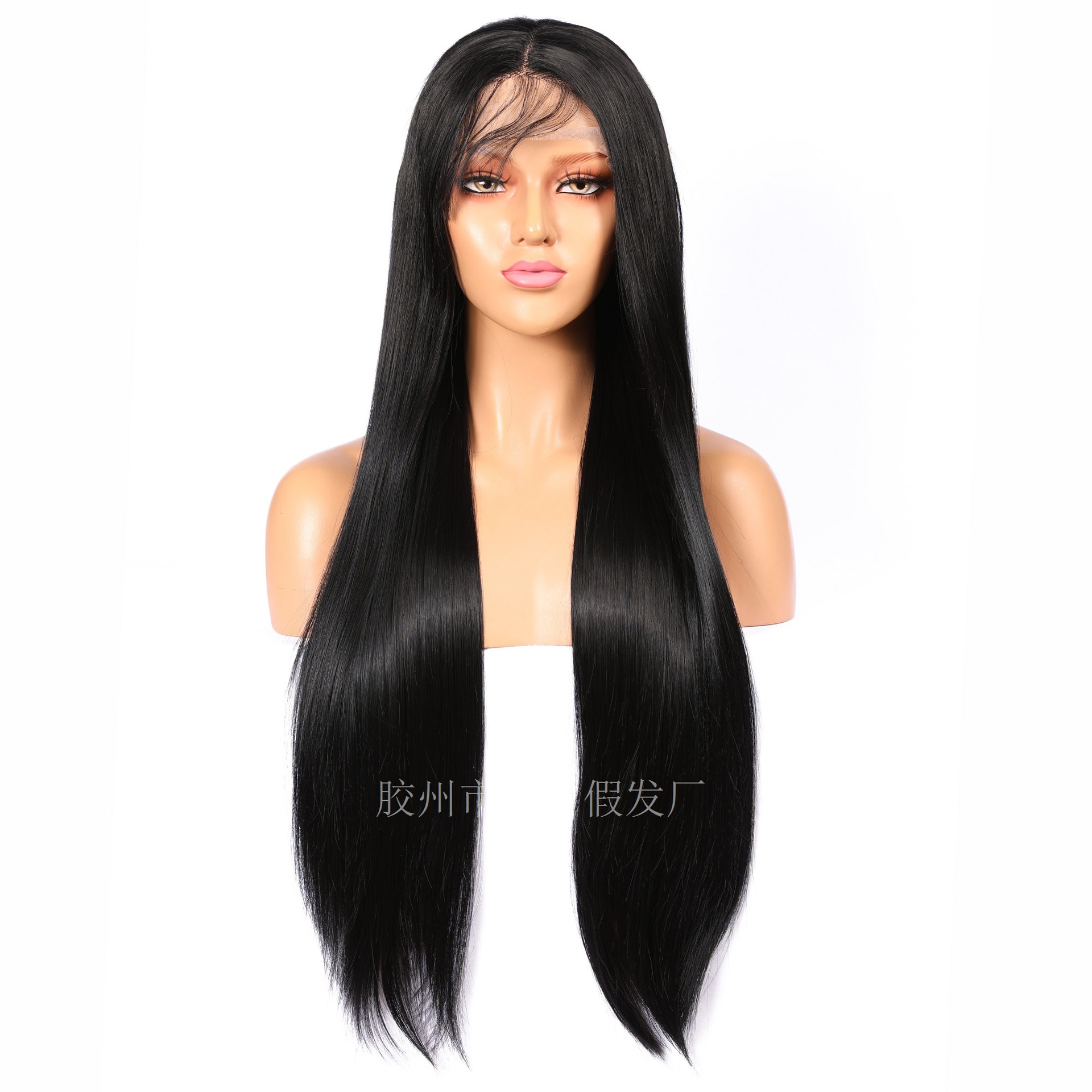 Wig European and American Ladies Wig Long Straight Hair Front Lace Chemical Fiber Women&#039;s Wig Head Cover T Lace Spot Wig