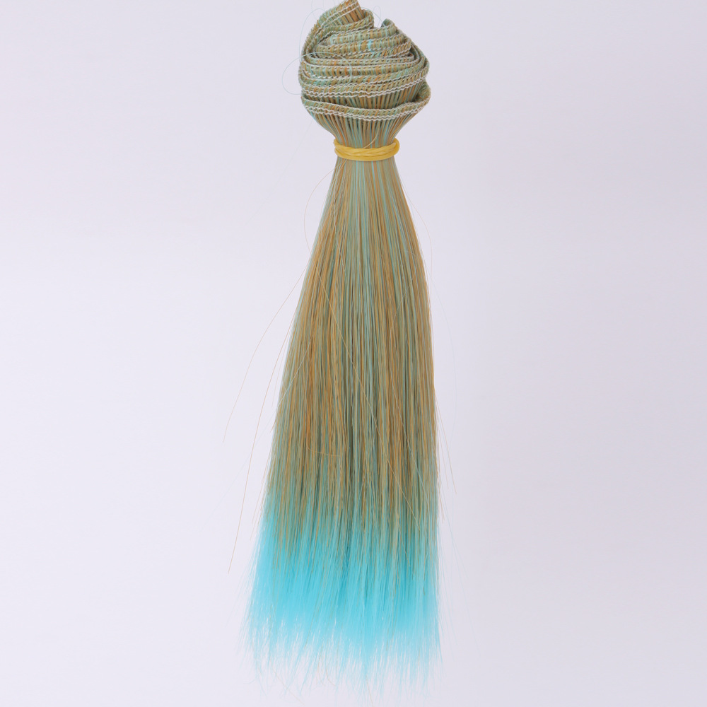 Overseas Direct Sales BJD SD Kurhn Doll High-Temperature Fiber Wig Hair Pack Straight Hair Gradient Multi-Color Thickened Hair 15cm