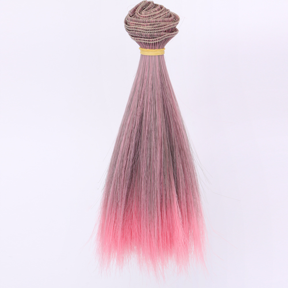Overseas Direct Sales BJD SD Kurhn Doll High-Temperature Fiber Wig Hair Pack Straight Hair Gradient Multi-Color Thickened Hair 15cm