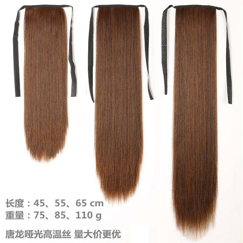 Wig Long Straight Hair Ponytail Women&#039;s Bandage Realistic Ponytail Extensions Medium Length Horse Tail Wig Set