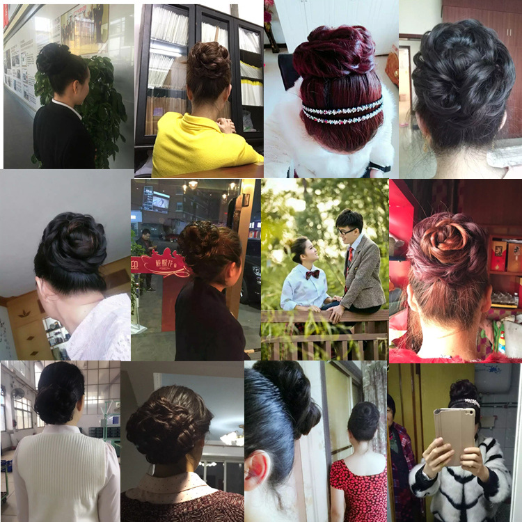 Factory Direct Supply Wig Hair Band Bun Wig Curly Hair Rubber Band Matte High-Temperature Fiber Updo Hair in Stock