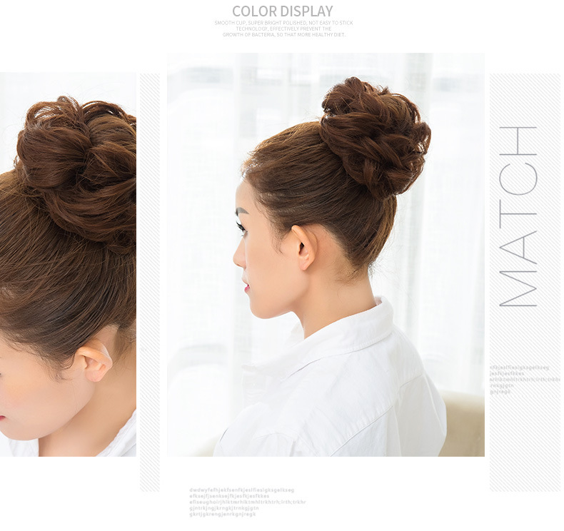 Factory Direct Supply Wig Hair Band Bun Wig Curly Hair Rubber Band Matte High-Temperature Fiber Updo Hair in Stock