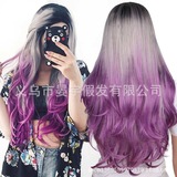 New Gradient Cosplay Anime Wig Cos Harajuku Fengcai Color Women's Long Curly Hair Head Cover Lolita