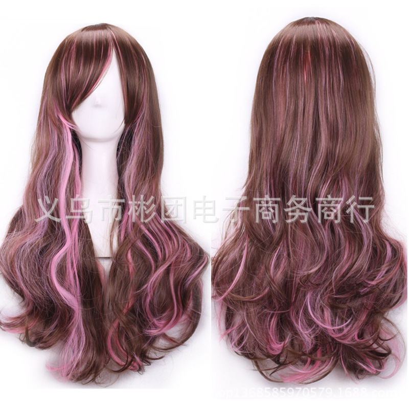 New Gradient Cosplay Anime Wig Cos Harajuku Fengcai Color Women's Long Curly Hair Head Cover Lolita