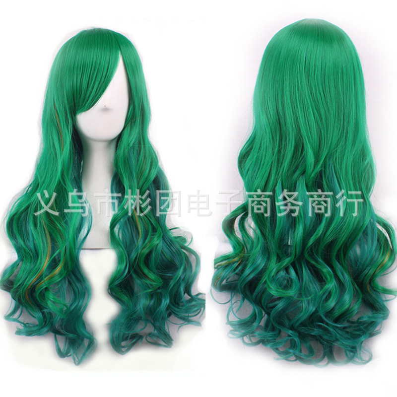 New Gradient Cosplay Anime Wig Cos Harajuku Fengcai Color Women's Long Curly Hair Head Cover Lolita