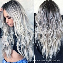 New Gradient Cosplay Anime Wig Cos Harajuku Fengcai Color Women's Long Curly Hair Head Cover Lolita