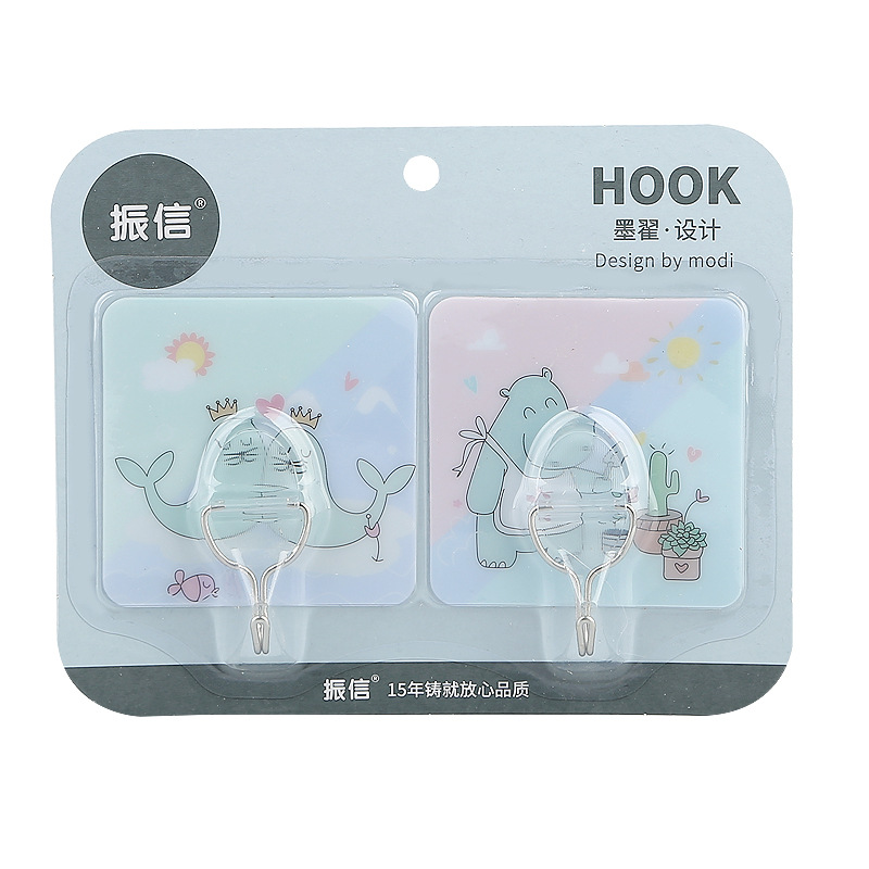Zhenxin Factory Wholesale Seamless Sticky Hook Cartoon No-Punch Sticky Hook Hook Bathroom and Toilet Doors after Nail-Free Hook