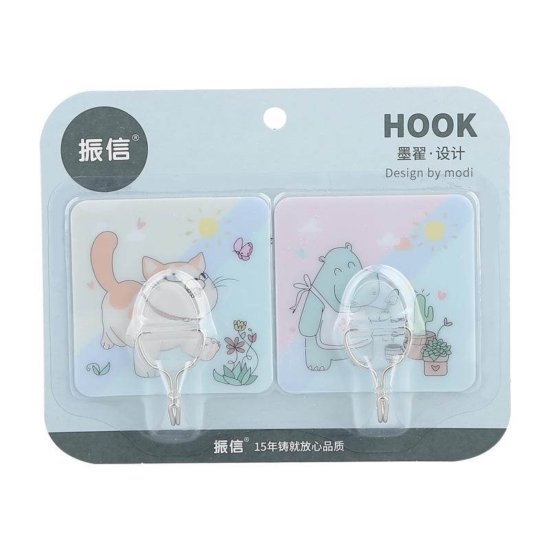 Zhenxin Factory Wholesale Seamless Sticky Hook Cartoon No-Punch Sticky Hook Hook Bathroom and Toilet Doors after Nail-Free Hook