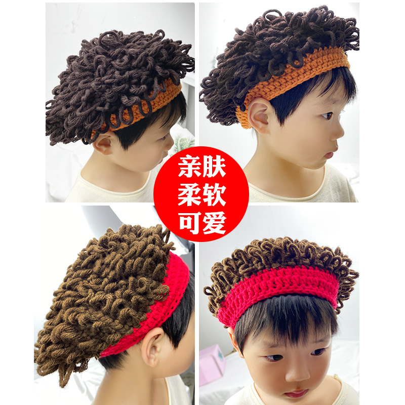 Afro Children&#039;s Spring and Autumn Boys&#039; Hat Autumn Hat Wig Trendy Boys&#039; Funny Winter Baby Curly Hat